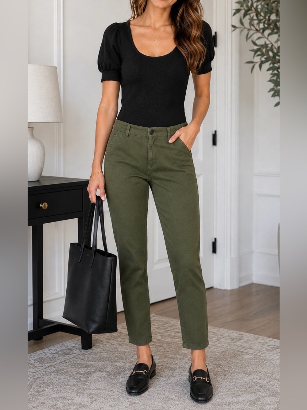 Gap Relaxed Girlfriend Twill Pants Olive Green Size 4